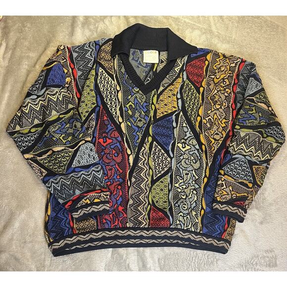 Coogi Australia Collared Sweater Size Large Multicolor 3D Knit Pullover 74095 - Picture 2 of 16
